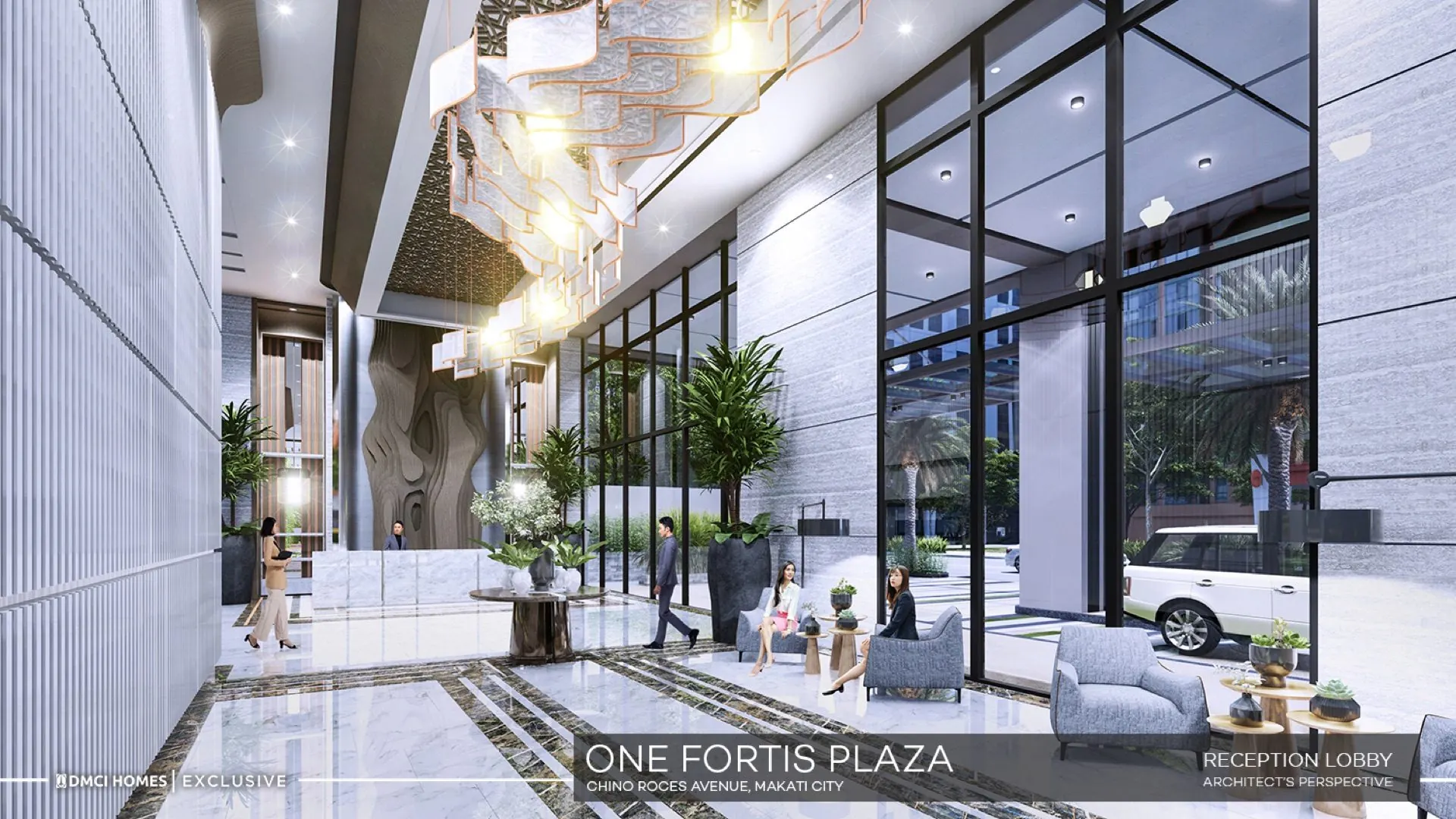 One Fortis Plaza grand entrance lobby — professional executive arrival experience