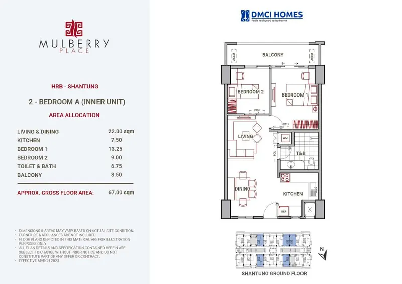 Mulberry Place 2-Bedroom floor plan