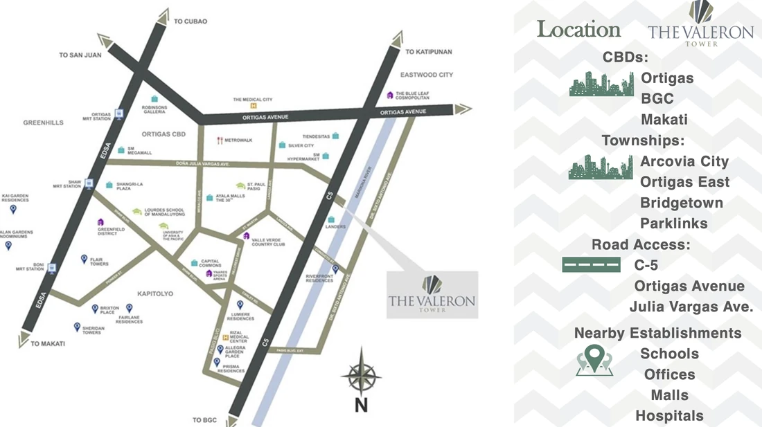 The Valeron Tower vicinity map — C-5 Pasig City, Metro Manila