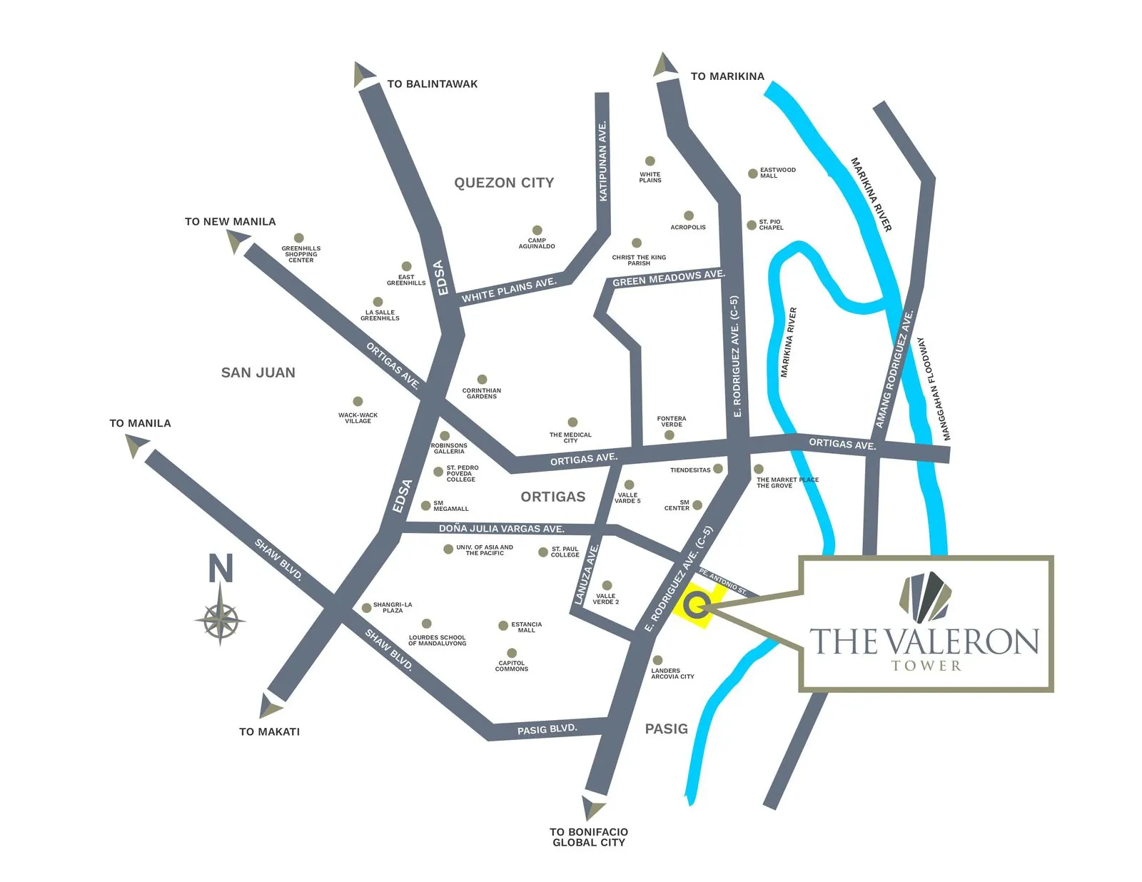 The Valeron Tower location map — C-5 corner P.E. Antonio Street, Pasig City